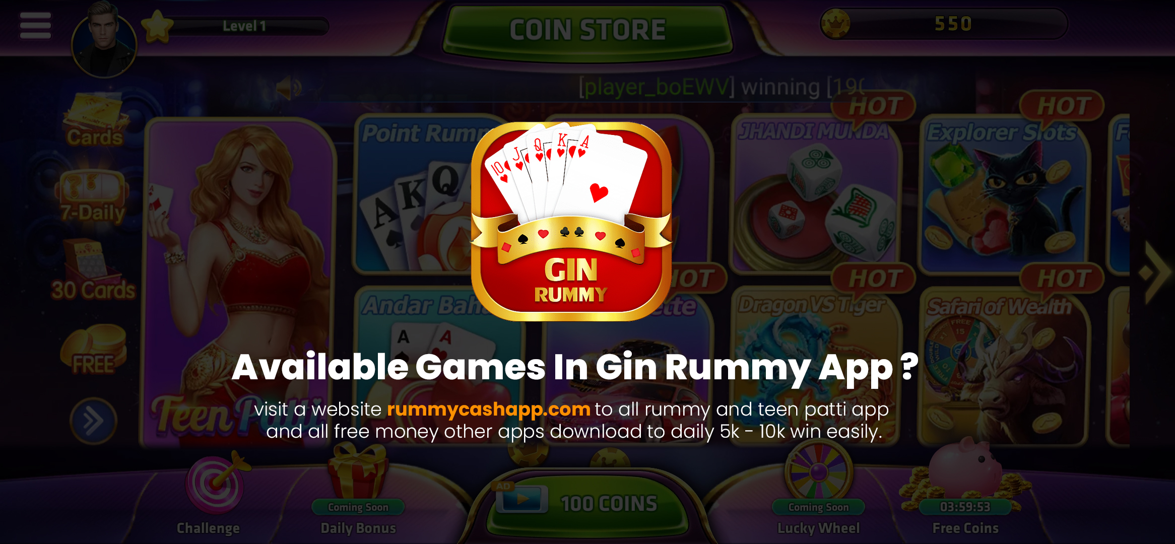 Available Games In Gin Rummy App ?